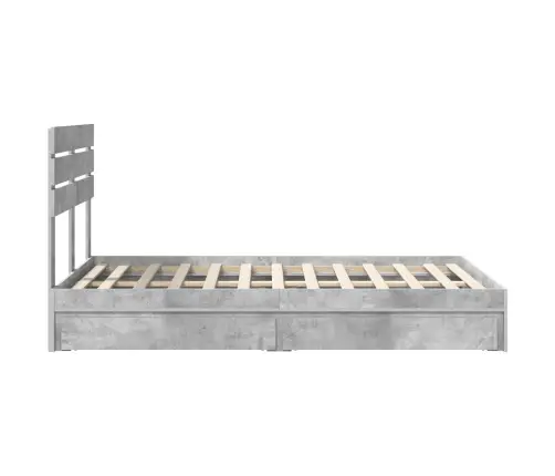 Saugos Lova Betono Pilka 135 X 190 Cm Apdirbta Mediena