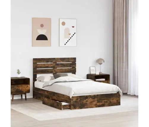 Saugos Lova Rūkyta Ąžuolas 135 X 190 Cm Apdirbta Mediena