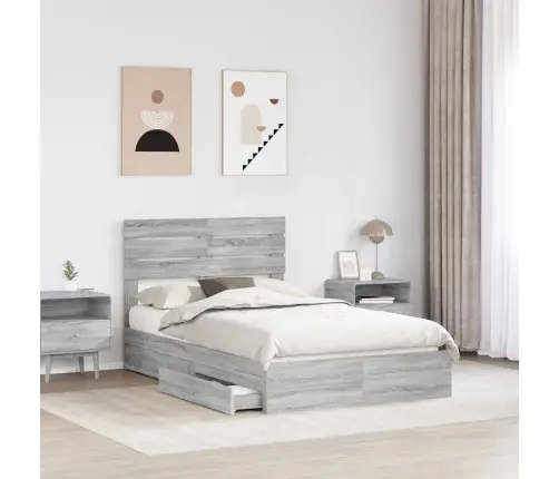 Saugos Lova Pilkas Sonoma 135 X 190 Cm Apdirbta Mediena