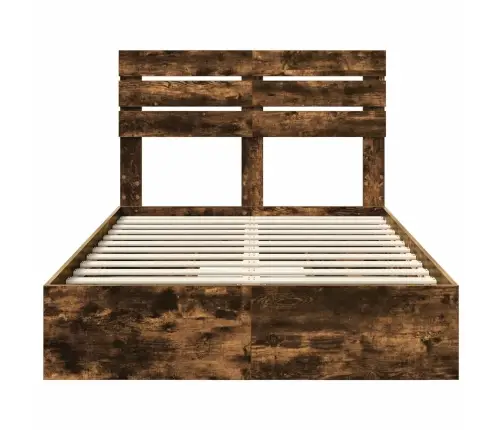 Gultas Rāmis Dūmaka Ozols 120 X 200 Cm Inženierijas Koks Vidaxl