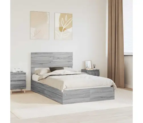 Gultas Rāmis Pelēks Sonoma 120 X 200 Cm Inženierijas Koks Vidaxl