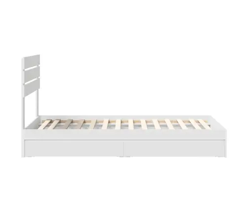 Laos Voodi Peaga Sahtliga Valge 90 X 200 Cm Tehispuit