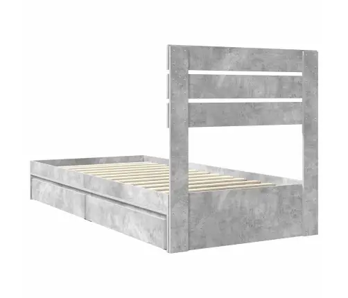 Saugos Lova Betono Pilka 90 X 200 Cm Apdirbta Mediena