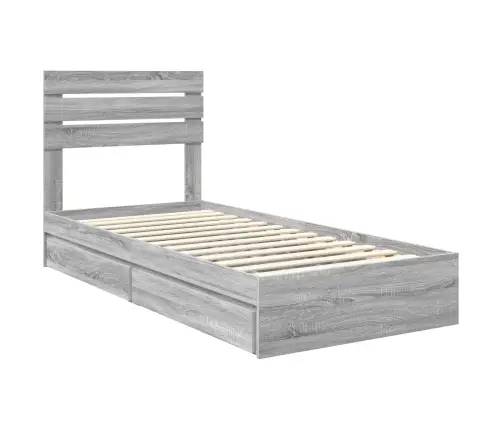 Gultas Rāmis Pelēks Sonoma 90 X 200 Cm Inženierijas Koks Vidaxl