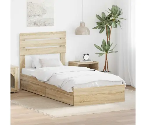 Laos Voodi Peaga Sahtliga Sonoma Tamm 90 X 190 Cm Tehispuit