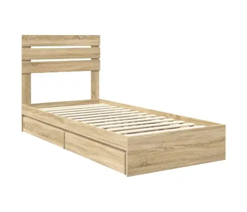 Laos Voodi Peaga Sahtliga Sonoma Tamm 90 X 190 Cm Tehispuit