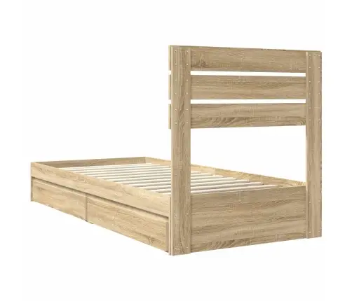 Laos Voodi Peaga Sahtliga Sonoma Tamm 90 X 190 Cm Tehispuit