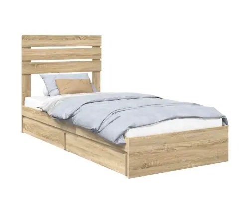 Laos Voodi Peaga Sahtliga Sonoma Tamm 90 X 190 Cm Tehispuit