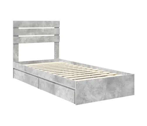 Saugos Lova Betono Pilka 90 X 190 Cm Apdirbta Mediena