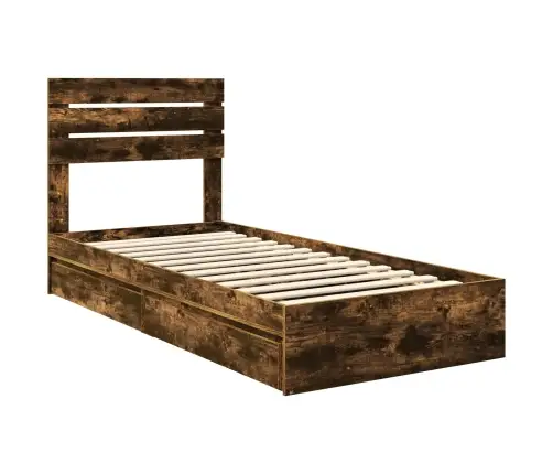 Laos Voodi Peaga Suitsetatud Tamm 90 X 190 Cm Tehispuit