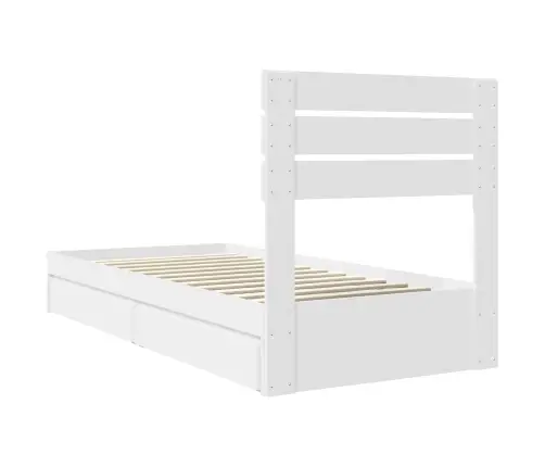 Laos Voodi Peaga Sahtliga Valge 75 X 190 Cm Tehispuit