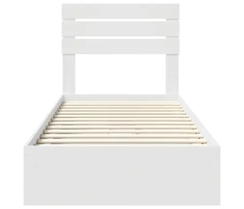 Laos Voodi Peaga Sahtliga Valge 75 X 190 Cm Tehispuit