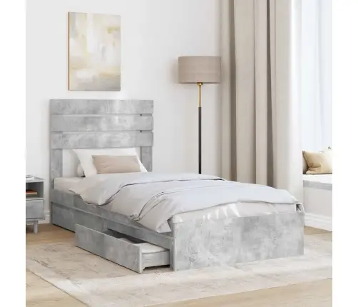 Laos Voodi Peaga Sahtliga Betoonhall 70 X 190 Cm Tehispuit