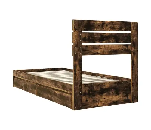 Gultas Rāmis Dūmaka Ozols 75 X 190 Cm Inženierijas Koks Vidaxl