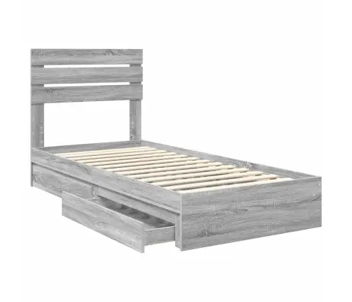 Gultas Rāmis Pelēks Sonoma 75 X 190 Cm Inženierijas Koks Vidaxl