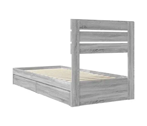Gultas Rāmis Pelēks Sonoma 75 X 190 Cm Inženierijas Koks Vidaxl