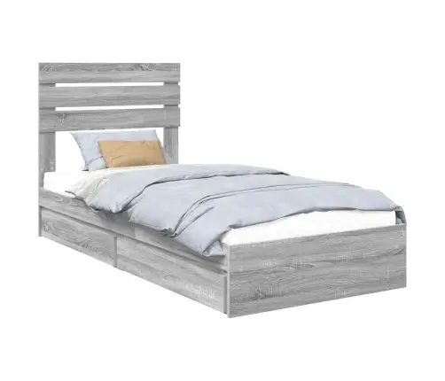 Gultas Rāmis Pelēks Sonoma 75 X 190 Cm Inženierijas Koks Vidaxl