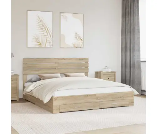 Voodi Raam Sahtliga Peaga Ladustamisega Tehispuit