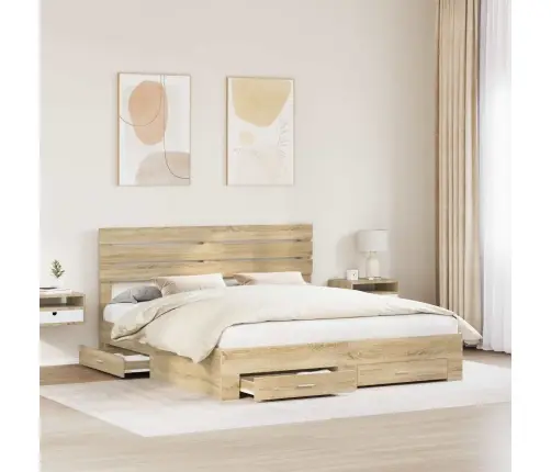 Voodi Raam Sahtliga Peaga Ladustamisega Tehispuit