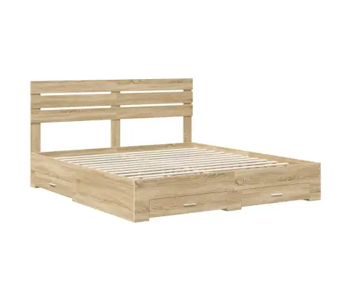 Voodi Raam Sahtliga Peaga Ladustamisega Tehispuit