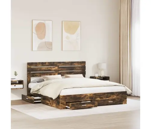 Voodi Raam Sahtliga Peaga Ladustamisega Tehispuit