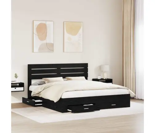 Voodi Raam Sahtliga Peaga Ladustamisega Tehispuit