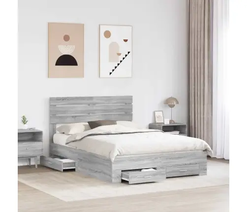 Gultas Rāmis Ar Atvilktni Ar Galvas Klāju Inženierijas Koks Vidaxl