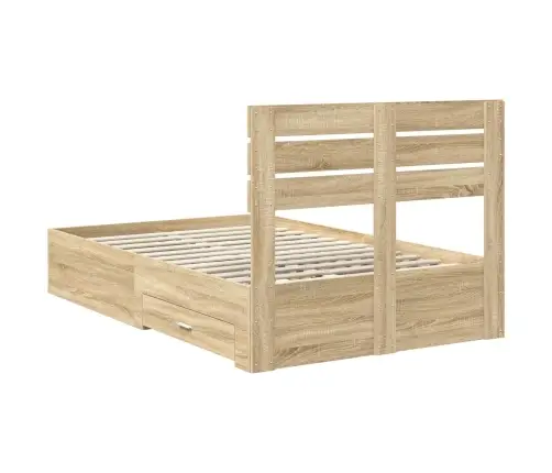 Voodi Raam Sahtliga Peaga Ladustamisega Tehispuit