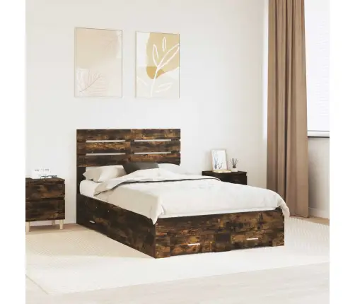 Gultas Rāmis Ar Atvilktni Ar Galvas Klāju Inženierijas Koks Vidaxl