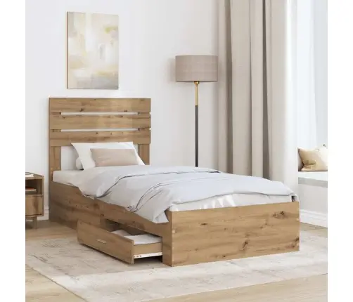 Voodi Raam Sahtliga Peaga Ladustamisega Tehispuit