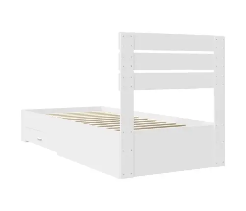 Voodi Raam Sahtliga Peaga Valge Ja Hõbe 75 X 190 Cm Tehispuit