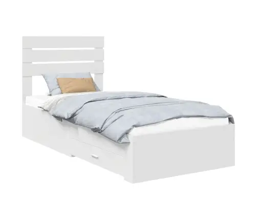 Voodi Raam Sahtliga Peaga Valge Ja Hõbe 75 X 190 Cm Tehispuit