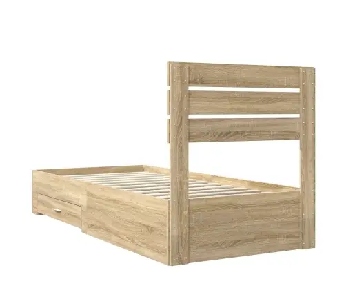 Gultas Rāmis Ar Atvilktni Sonoma Ozols Un Sudrabs 75 X 190 Cm Vidaxl