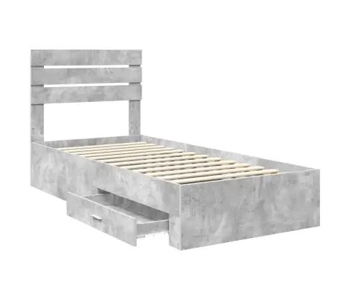 Lovos Rėmas Su Stalčių Betono Pilko Ir Sidabro 75 X 190 Cm