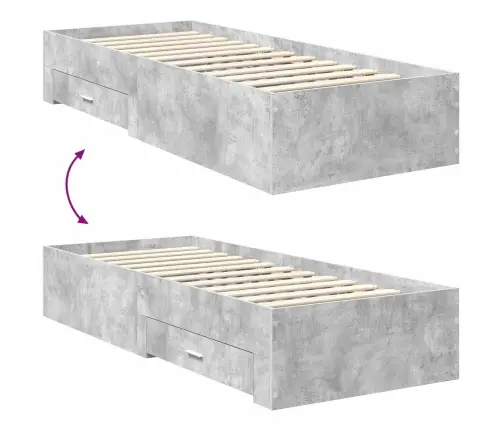 Lovos Rėmas Su Stalčių Betono Pilko Ir Sidabro 75 X 190 Cm