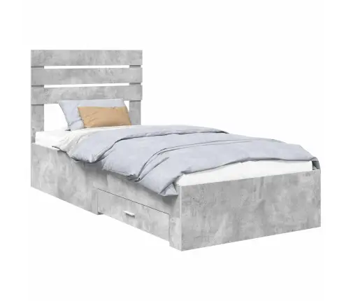 Lovos Rėmas Su Stalčių Betono Pilko Ir Sidabro 75 X 190 Cm