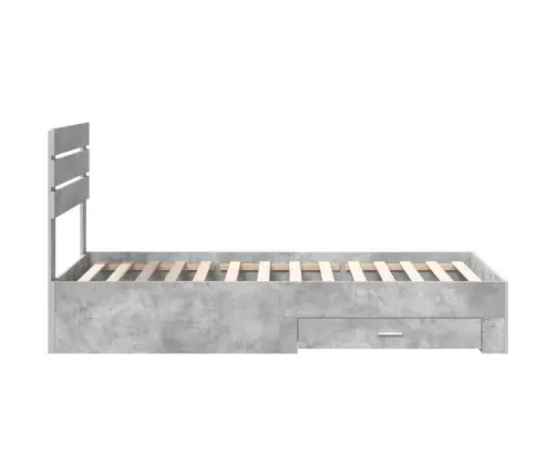 Lovos Rėmas Su Stalčių Betono Pilko Ir Sidabro 75 X 190 Cm