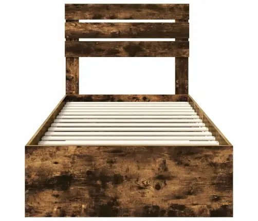 Gultas Rāmis Ar Atvilktni Dūmu Ozols Un Sudrabs 75 X 190 Cm Vidaxl