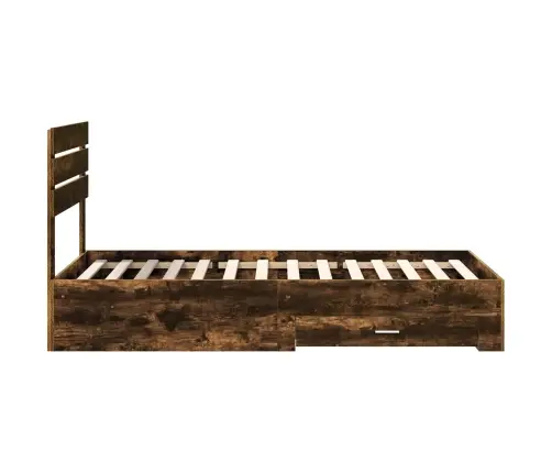 Gultas Rāmis Ar Atvilktni Dūmu Ozols Un Sudrabs 75 X 190 Cm Vidaxl