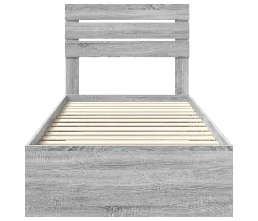 Voodi Raam Sahtliga Hall Sonoma Ja Hõbe 75 X 190 Cm Tehispuit