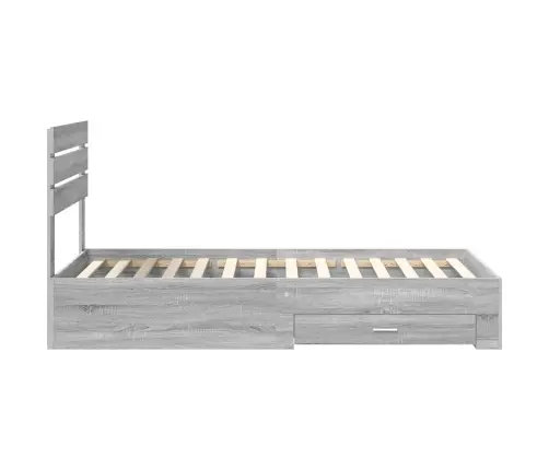 Voodi Raam Sahtliga Hall Sonoma Ja Hõbe 75 X 190 Cm Tehispuit