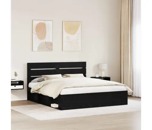 Gultas Rāmis Melna 200 X 200 Cm Ciets Priedes Koks Vidaxl