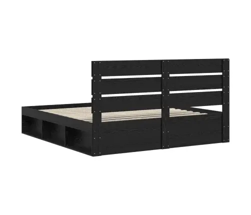 Gultas Rāmis Melna 200 X 200 Cm Ciets Priedes Koks Vidaxl