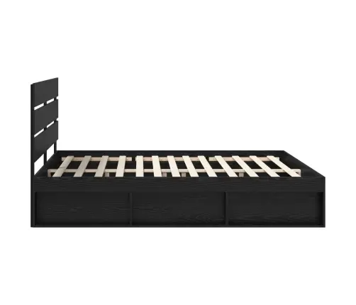 Gultas Rāmis Melna 200 X 200 Cm Ciets Priedes Koks Vidaxl