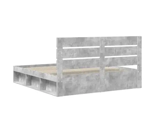 Gultas Rāmis Betons 200 X 200 Cm Ciets Priedes Koks Vidaxl