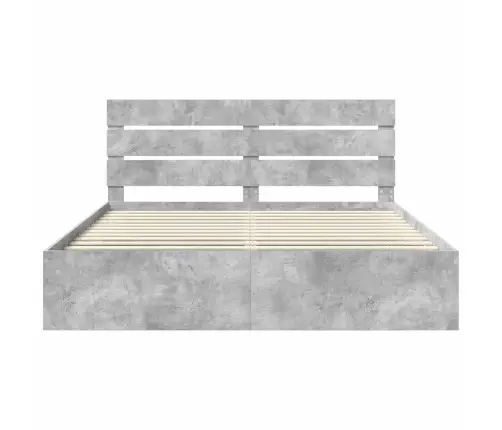 Gultas Rāmis Betons 200 X 200 Cm Ciets Priedes Koks Vidaxl