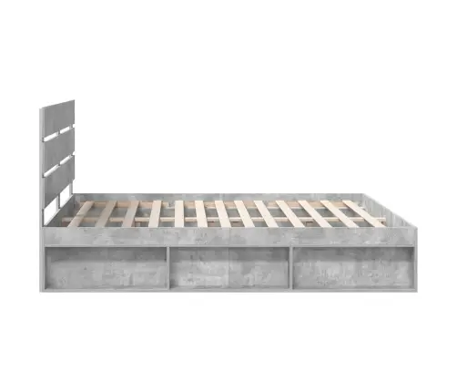 Gultas Rāmis Betons 200 X 200 Cm Ciets Priedes Koks Vidaxl