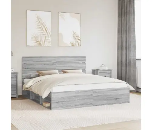 Gultas Rāmis Pelēks Sonoma 200 X 200 Cm Ciets Priedes Koks Vidaxl