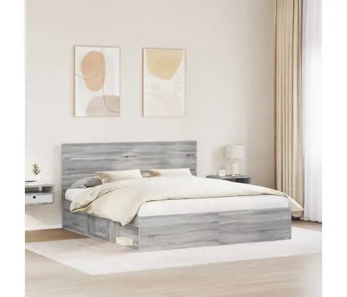 Gultas Rāmis Pelēks Sonoma 200 X 200 Cm Ciets Priedes Koks Vidaxl