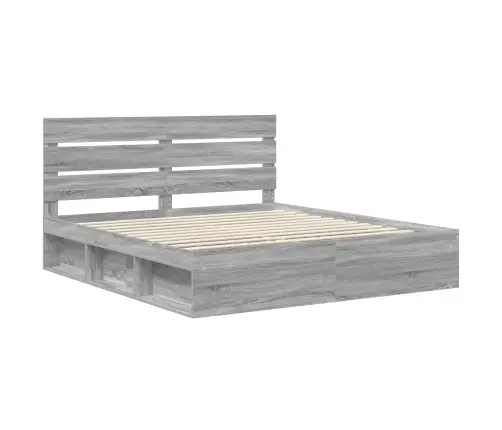 Gultas Rāmis Pelēks Sonoma 200 X 200 Cm Ciets Priedes Koks Vidaxl